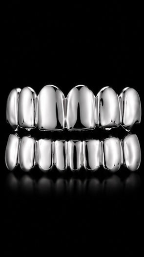 Full silver grillz ( Two piece set )