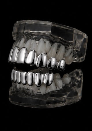 Full silver grillz ( Two piece set )
