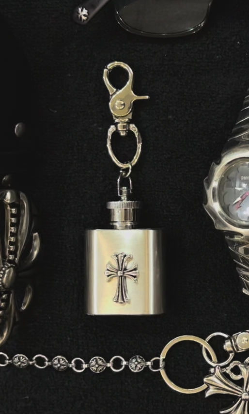 Cross flask keychain